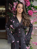 Elegant Printed Satin Long Dress Women Slim Lace Up V-neck Full Sleeve Pleat Dresses Autumn Lady Party Evening Robes