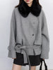 Women Korean Coat Loose Casual Woolen Single-sided Detachable Collar Female Overcoat Ladies Jacket Autumn Winter