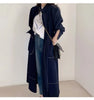 Spring Autumn Single Breasted Women's Shirt Dresses Sashes Stand Collar Korean Casual Straight Dress Female