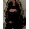 Women Vintage Floral Jacquard Faux Fur Trim Jacket V Neck Single Button Furry Cuff Cropped Coats Vintage Winter Warm Party Coat