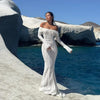 White Evening Dresses for Events Red Long Sleeve Lace Elegant Party Dresses Women Wedding Prom Dress Gown