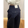 Retro American Curved Knife Navy Blue Wide Leg Straight Jeans Women Spring Autumn Casual High Waist Trousers Loose Casual Pants