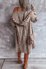 Vintage Women Oversized Hooded Long Cardigan Knitted Sweater Jumper Sweaters Knitted Plaid Casual Brown Coat Jersey Mujer Jacket