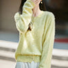 Winter Women's Clothing Tops Brushed Wool Cardigans O Neck Yellow Warm Causal Sweater Soft Solid Knitted Coats B1713005
