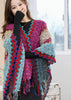 Ethnic Style Cape Oversized Sweater Jacket Women Loose Patchwork Warm Long Scarf Knitted Cardigan Woman