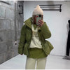 Glossy Stand‑Collar Drawstring Waist Back Zip‑Up Puffer Coat Winter Women Warm Padded Jacket Lady Cotton‑Padded Coat