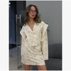 Floral Printed Blazer Skirt Suit Women Elegant Cropped Lapel V-neck Coat Slim Mini Skirts Set Spring Lady Casual Outfit