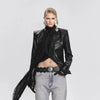 IG Women's Gothic Faux Leather Embossed Fitted Leather Blazer Structured Shoulder Lace Cuff Casual Black Blazers