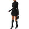 Women's High Neck Slim Fit Dress Pit Stripe Knitted Texture Design for Daily Life Spring Autumn