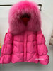 Lagabogy Big Natural Fox Fur Puffer Jacket Winter Clothes Women Thick Warm White Duck Down Coat Female Real Fur Parker