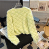 Bead Imitation Mink Sweater Jacket Women Autumn Winter Japanese Sweater Long Sleeved Knitt Cardigan Coat Female