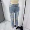 Women's Slim Jeans Casual Ripped Denim Pants Spring Autumn Office Lady Work Trousers High-waisted Straight Jeans