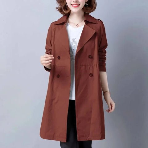 Spring Autumn Comfortable Women's Trench Coat Mid Length Version Temperament Female Windbreaker Outerwear