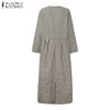 Long Sleeve Gingham Patchwork Maxi Dress V Neck Vintage Holiday Spring Vestidos Women Check Loose Casual Long Dress