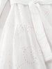 Elegant Embroidered White Dress Women Chic Lapel Long Sleeve High Waist Lace Up Maxi Dresses Female Hollow Out Vestidos