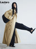 Spring Autumn Oversized Khaki Extra Long Trench Coat for Women Raglan Sleeve Sashes Double Breasted Clothes Overcoat
