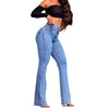 Jeans Women Flare Pants Strecth High Waist Washed Distressed Skinny Vintage Pockets Buttons Trousers Streetwear Denims