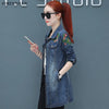 Flowers Embroidery Denim Jacket Loose Casual Letter Jeans Overcoat Button Pocket Outwear Female Clothing Fall Women
