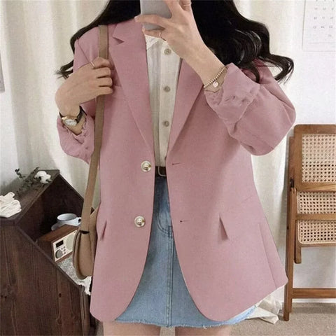 Spring Autumn Blazers for Women Korean No Button Cropped Suits Jacket Woman Casual Long Sleeve Blazer Coat Ladies ZY7701