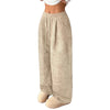 Women's Autumn/Winter Casual Corduroy Straight Loose Fit Solid Versatile Trouser