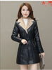 Womens Leather Windbreaker Plus Velvet Thick PU Leather Cotton Coat Long Suit Collar Large Size Warm Leather Jackets