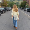 Women's Tassel Hem Vintage Tops Long Sleeved Single Breasted Button Out Stand Up Collar Coat Autumn Bohemian Street Daily Outfit