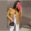 Vintage Suede Jackets Women's Full Sleeves Single-breasted Waist-cinching Stand Collar Coats Ladies Autumn Outwear