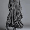 Spring Turn-down Collar Button Shirt Dresses Woman Retro Solid Loose Pleated Party Dress Long Sleeve Pocket Boho Maxi Dress