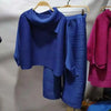 Pleated Suit Set For Women Spring Lapel Top + Fold Wide Leg Pants Two-piece Set Loose Casual Sets Female 2C2174