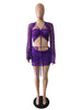 Women Sexy Dancing Dress Set Women's Beaded Knitted Sweater Three Piece Set Looking
