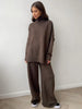 turtleneck sweater set women's European, American autumn and winter loose casual lazy thickened knitted trousers set