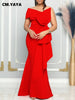 Women Off Shoulder Big Bow Skew Neck Mermaid Maxi Dress Female Evening Birthday Sexy Night Party Club Long Dresses