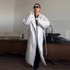 Women's Long Jackets Detachable Shawl Lace Up Waist Cinching Padded Coats Winter Lady Full Sleeve Solid Loose Coat Outerwear