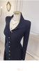 Retro Elegant Knitted Dress Women Long Sleeve Slim Single Breasted Bodycon Dresses Ladies Lapel Hollow Out Long Robe Vestidos