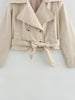 women's British wind trench coat style double-breasted long sleeve belt lapel jacket short coat