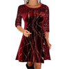 Women's Print Casual Christmas Dress Vintage Chic Pattern Mini Dresses Autumn Winter Sequins Club Party Dress