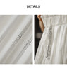 Women's Striped Straight Wide Leg Trousers Old Money White Cotton Linen Texture Thin Breathable Loose Casual Daily Bottoms
