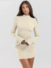 Sexy Slim Mini Dress For Women Two Pocket Spring Autumn Long Sleeve A-line Solid Club Party Dress Elegant Female