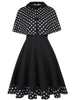 Women Outfits Polka Dot Vintage 1950s Swing Dress Long Sleeve Cape Top and A-Line Dress Two Piece Suit Vestido