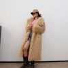 Colorful Fahionable Faux Fur Mongolian Jacket Long Tailored Collar Plush Winter Coat for Women Elegant Loose Fit Outerwear