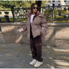 Chic Women Print Hooded Padded Jacket Oversized Zip Up Long Sleeve Warm Winter Coat Casual Daily Ladies Quilted Cotton Outerwear