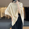 Women's 100% Wool Knitted Poncho Shawl Cloak Bat Sleeve High Collar Irregular Loose Warm Soft Pullovers Autumn Winter Outerwear