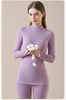 Women's Cashmere Silk Thermal Underwear Thermal Tops Warm Pants Thickened Solid Color Half Turtleneck Long Sleeve Winter Clothes