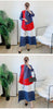 Long Pleated Dress For Women Round Neck Color Block Loose Style Printing Elegant Ladies Festival Party Clothing 2R8600