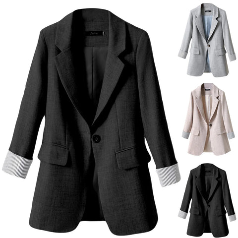 Office Lady Blazer Autumn Casual Plus Size Turn Down Collar Oversized Suit Jacket For Women Single Button Down Overcoats