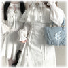 Original Japanese Lace Off-Shoulder Long Sleeve Dress Sweet Girl Kawaii Bowknot Women's Elegant Lolita Short Dresses