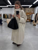 Women Casual Long Trench Coat with Lapel Collar Single-Breasted Batwing Sleeves Windbreaker Streetwear Oversized Outerwear