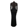 Women Full Sleeve Diamonds Mesh Rhinestones High Side Split Mermaid Maxi Long Dress Evening Sexy Party Dresses Vestidos