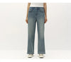 Women Jeans Fleece Lined Wide Leg Washed Finish Warm Insulation Soft Touch Winter Everyday Style Full Length