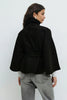 Women's Brown Belt Cropped Poncho Jacket For Women Demi-season Button Cape Cloak Coat Jackets Winter Autumn Spring Black White